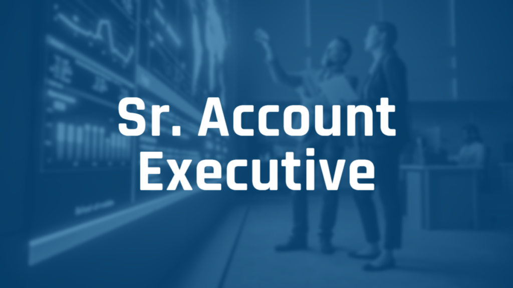 blurred technology job concept with "Sr. Account Executive" over graphic